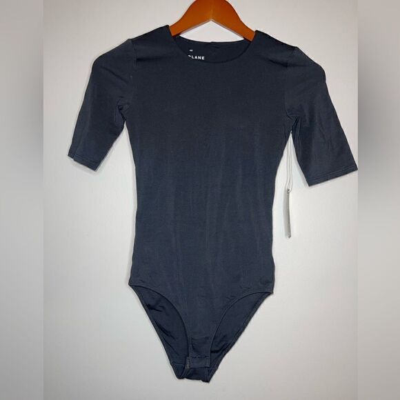 Everlane The Short-Sleeve Crew Neck Bodysuit in Black Size Small - Picture 4 of 7
